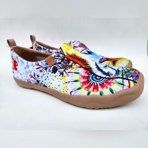 UIN Toledo Cheer Up Size 10.5 Art Travel Shoes Canvas Comfort Women Cat